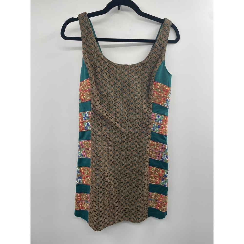 NWT Judith March Mocha Crochet Shift Dress Women's‎ Small Multicolor Sleeveless